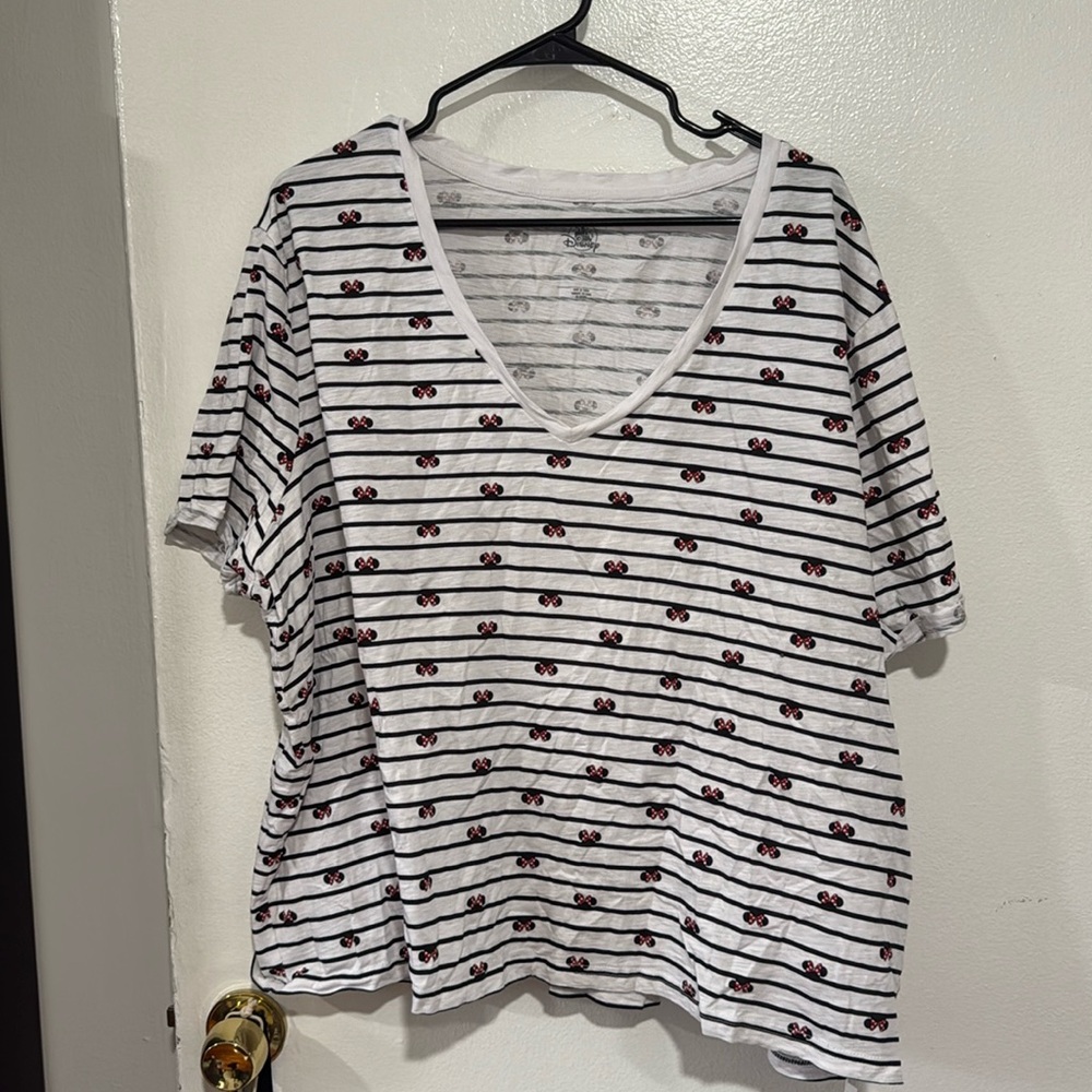 Disney Striped Minnie Mouse Roll Cuff Tee